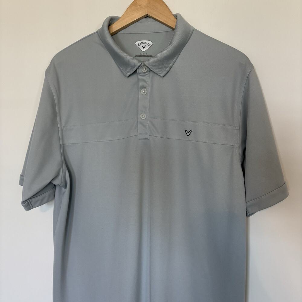 Callaway Men's‎ XL Polo Shirt Gray Polyester Golf Casual Stretch Lightweight EUC